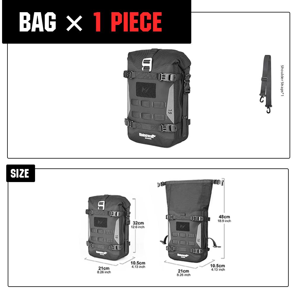 Rhinowalk Motorcycle Bumper Bag 6L Waterproof Motor Crash Bar Bag With Support Board Back Panner Side Bag Molle System 6L-1piece