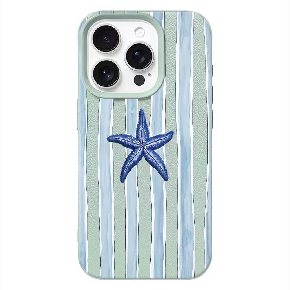 

Blue Stripe Black Green Starfish Stylish Phone Case For Iphone 17 Air 16 16e 15 14 13 12 11 Pro Max Shockproof Protective Cover iphone Air