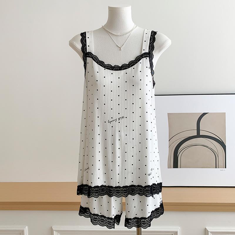 Women s Sleeveless Wide Strap Pajama Set - Spring/Summer Two-Piece One Size