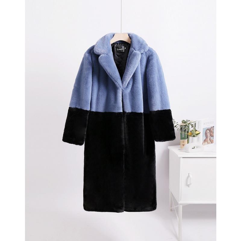 

Зимнее свободное пальто из искусственного меха норки средней длины, пальто с меховым воротником, женское пальто 5XL