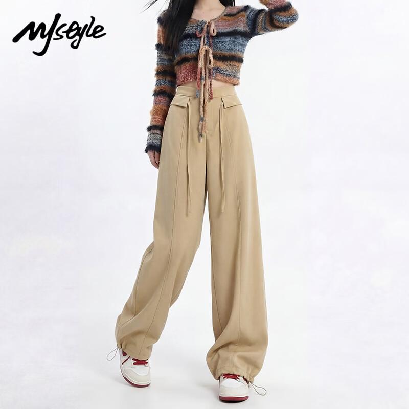 MJ STYLE Women s High-Waist Wide-Leg Casual Pants L
