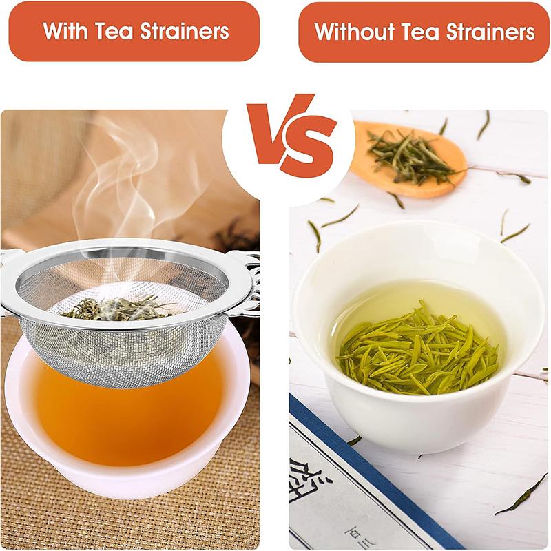 Stainless Steel Tea Infuser Double-layer Fine Mesh Tea Strainer Tea Leaf Strainer with Drip Bowls Tea Leaf Filter Tea Set Tool
