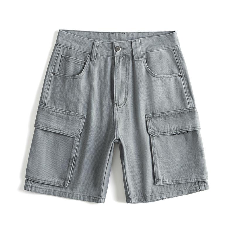 New Summer Japanese Loose 5-point Pants Shorts Large Pocket Jeans Five-point Medium Pants