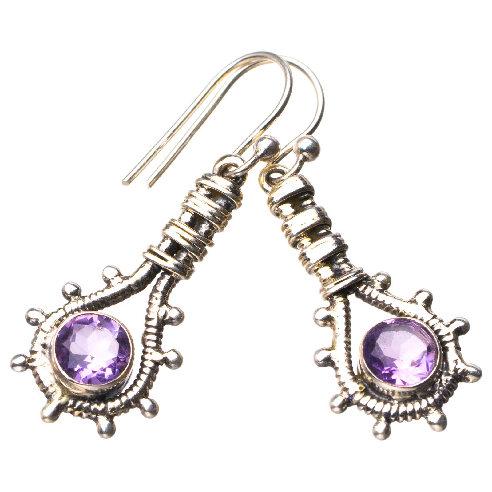 

StarGems® Natural Amethyst Handmade 925 Sterling Silver Earrings 1.5 D7161