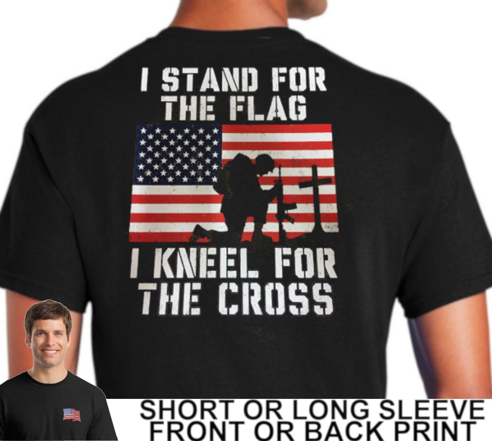 Patriotic I Stand For The Flag National Anthem Kneel For The Cross Mens T Shirt S