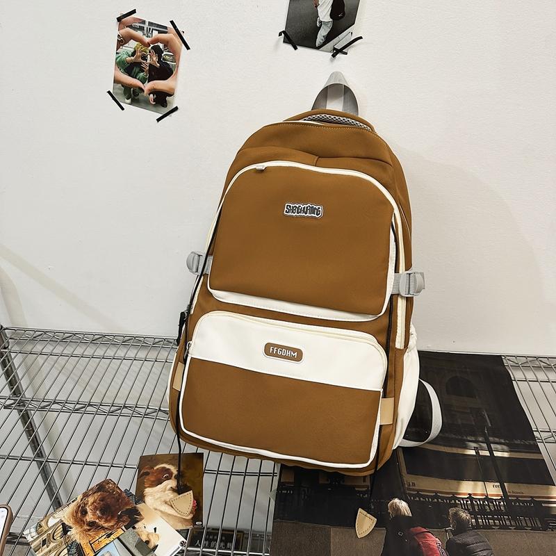 Men's Contrast Color Backpack Women's Large Capacity Backpack Student Schoolbag