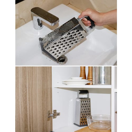 Kaishun Käsereibe, Vierkantreibe für Käse, Gemüsehobel aus Edelstahl, Lebensmittelzerkleinerer, 4-seitig, Praktisches Küchengerät