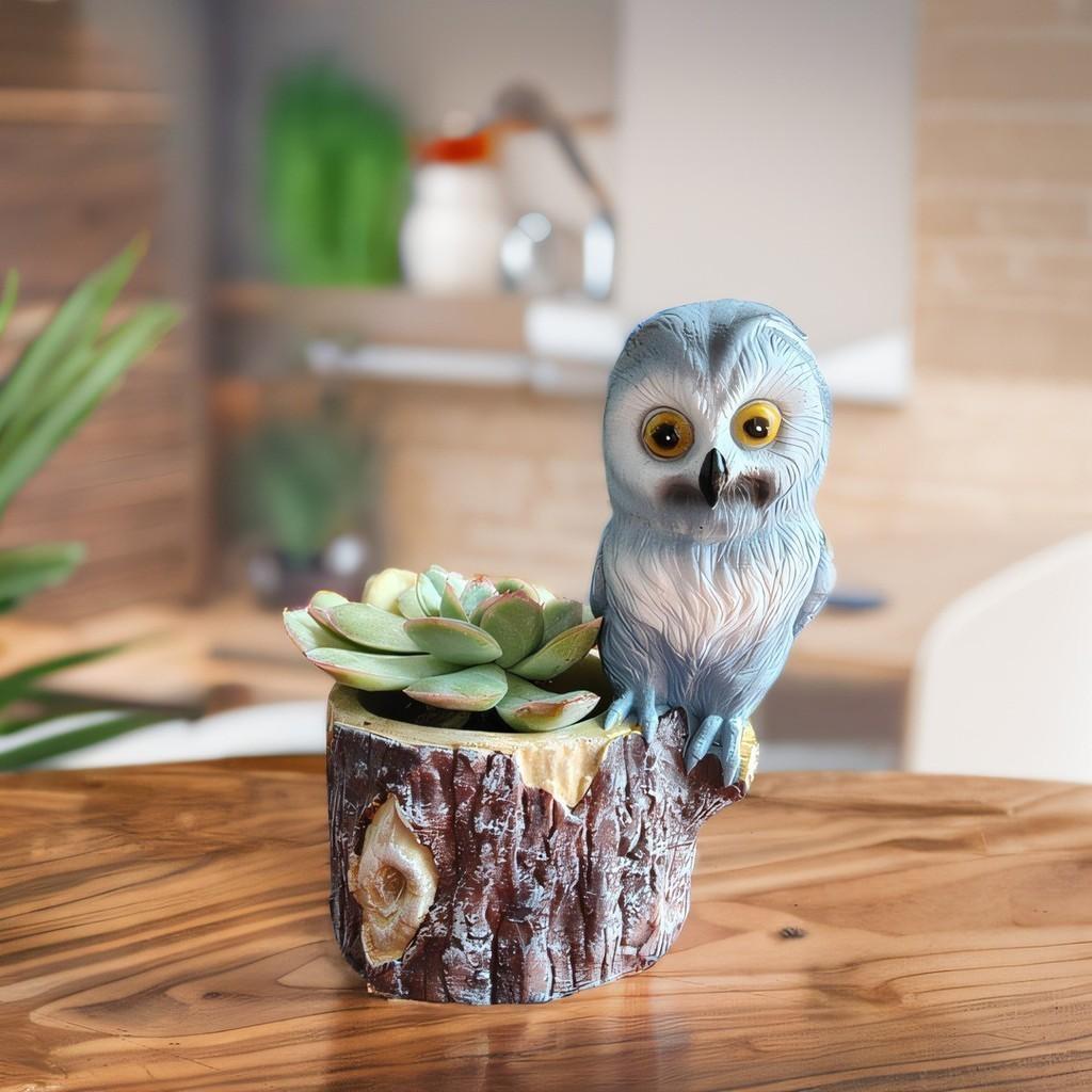 Stylish Owl Planter Elegant Resin Flower Pot For Contemporary Home Dcor