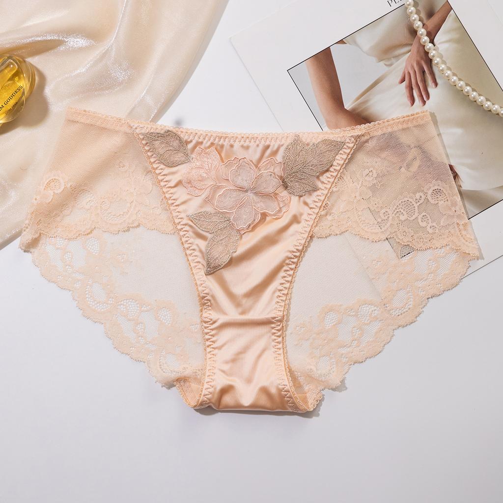 Water Soluble Lace Three-dimensional Flower Panties Lace Sexy Breathable Triangle High Elasticity Women’s Panties