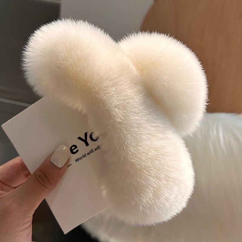 Faux Fur Big Crab Hair Clips Rabbit Large Hairpins Head Temperament Clips Cute Plush Hair Scratching Ponytail Hair Claws