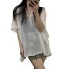 Summer Knitted Hooded Hollow Top for Women Women's Knitted Top V-neck Loose Fashion New Style