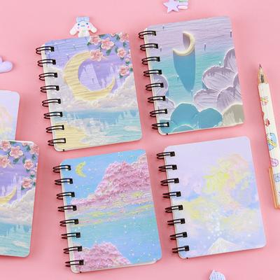 A7 Oil Painting Coil This Star Confused Notebook Elementary School Mini Pocket Notepad Blank Inner Page Memo Book