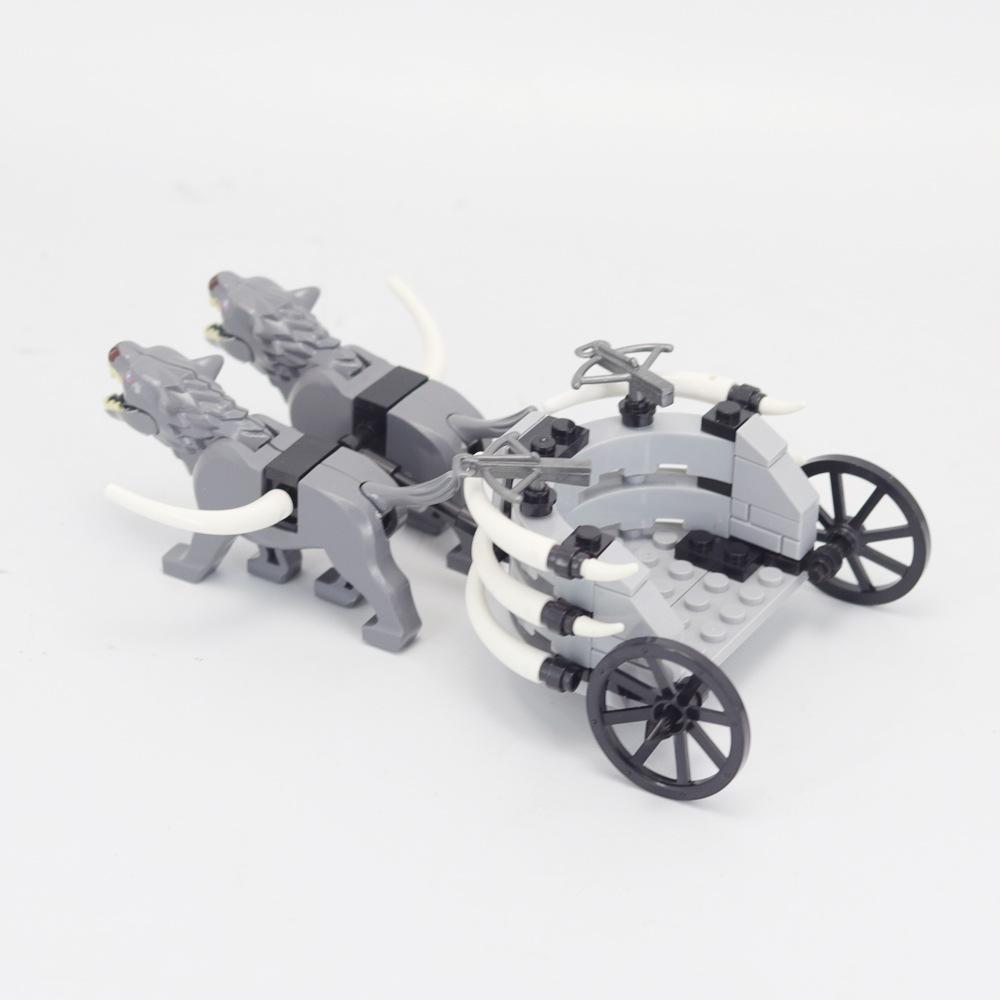 Building Block Wolf Chariot Medieval Weapon Ancient Three Kingdoms Scene Assembly Toy Model Ornament