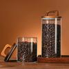 Wood Handle Glass Storage Jar Wood Lid Airtight Container Vacuum Sealed Jar  Coffee Bean Storage
