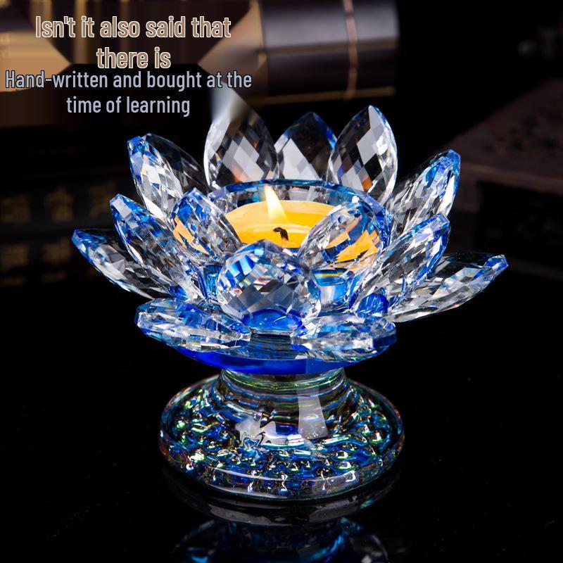 Kristall-Lotus-Glas-Kerzenhalter - Mehrfarbiges Ornament, Ewige Butterlampe für Heimdekoration