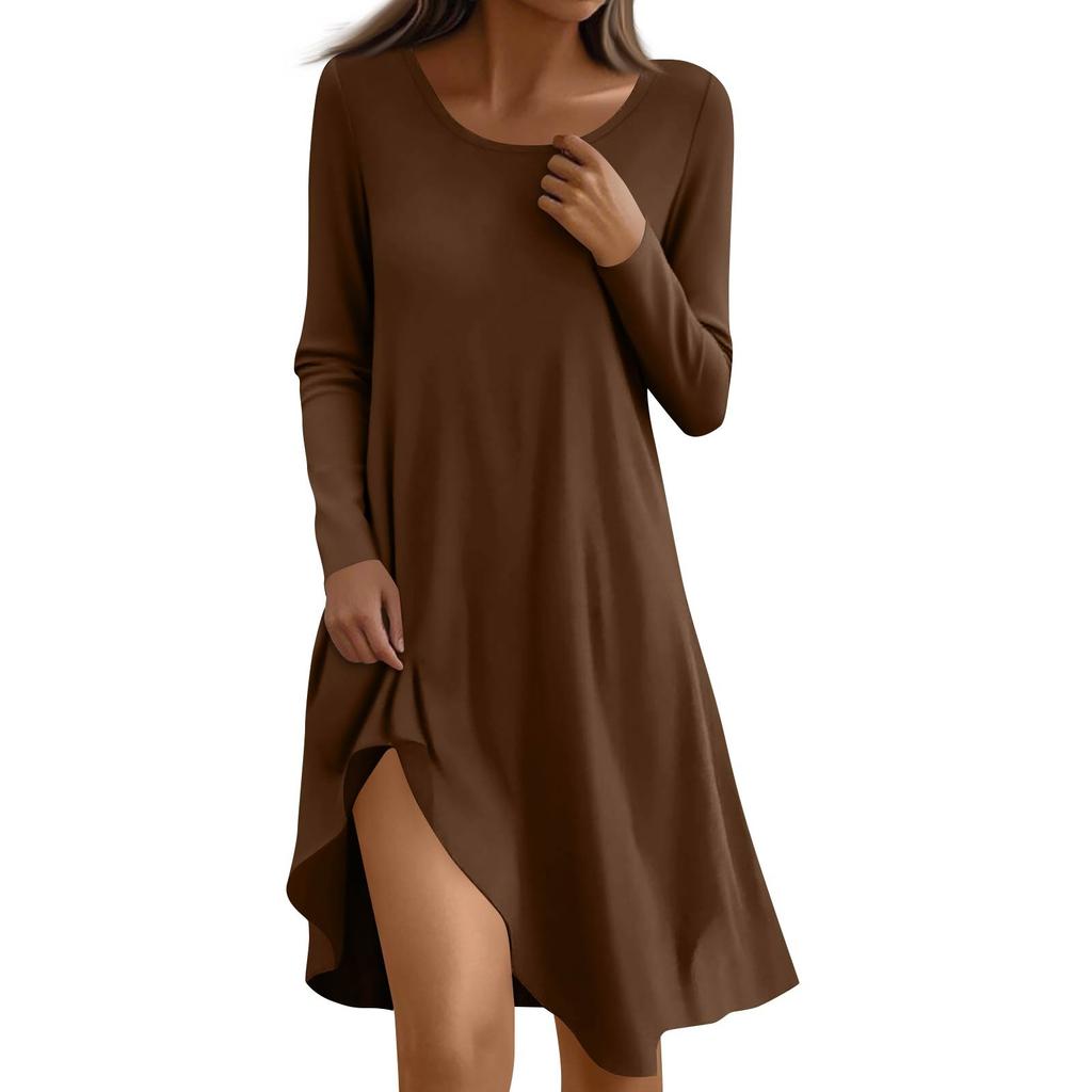 Long Sleeve Dress For Women Casual Loose Fit Dress With Pockets
