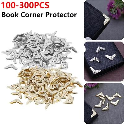 100-300Pcs Metal Book Corner Protector Vintage Scrapbook Notebook Menus Photo Album Corner Protector Golden Silver Bronze Decor