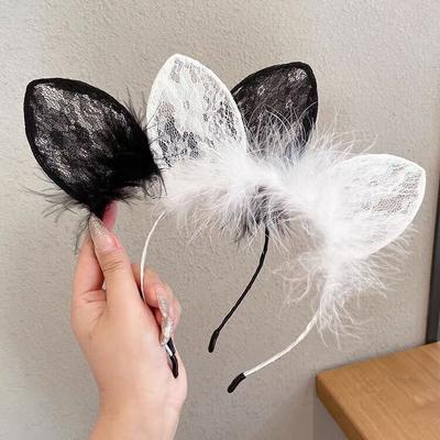 Korean Cute Lace Cat Ears Headband Female Internet Celebrity Headband Sexy Rabbit Ears Cos Makeup Hair Accessories Hair 4