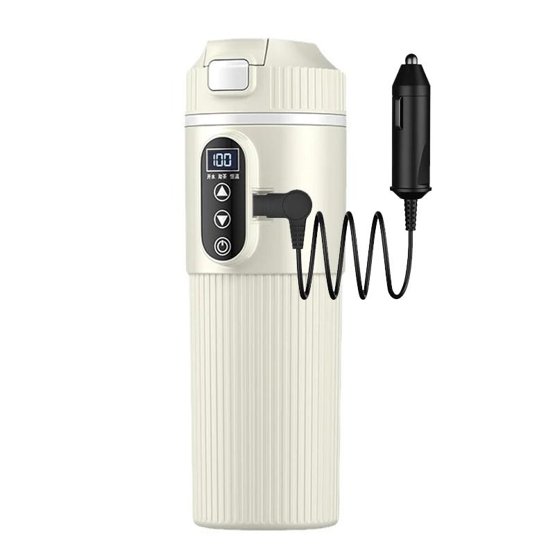 12V 24V Electric Heating Car Kettle 500ML Heater Cup Stainless Steel Fast Heat Water Cup for SUV Truck Camping Travel Kettle