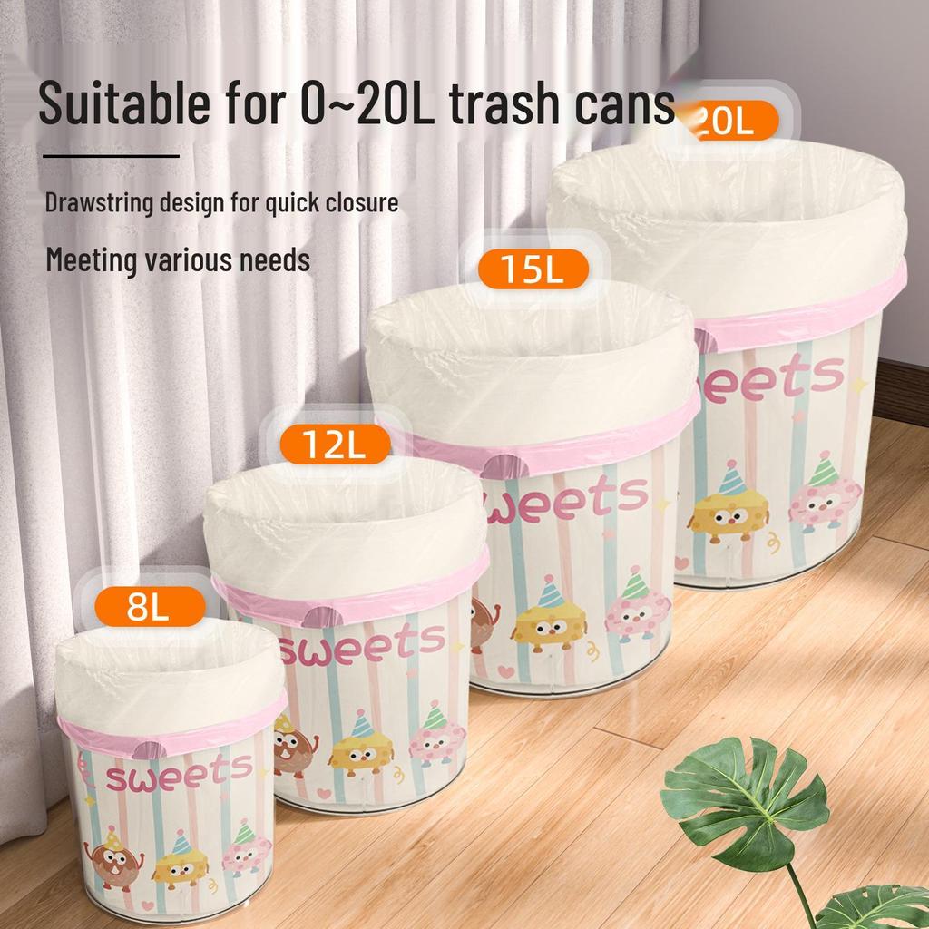 Thickened Handheld Garbage Bag with Drawstring, Odor Removal, Automatic Closure, Large Size