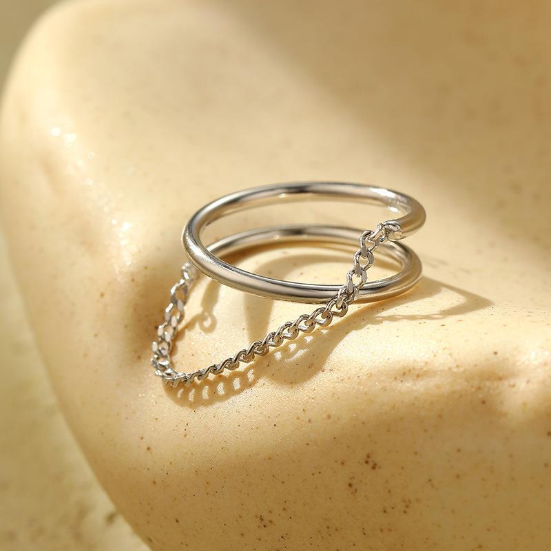 

Banyan Tree S925 Серебряное персонализированное цепочное кольцо в корейском стиле для женщин - модные украшения в стиле хип-хоп Adjustable opening, RS488 белого золота