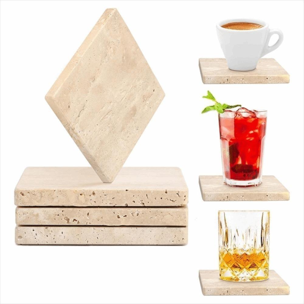 Natural Marble Coasters Placemat Travertine Insulation Pads  Photography Props