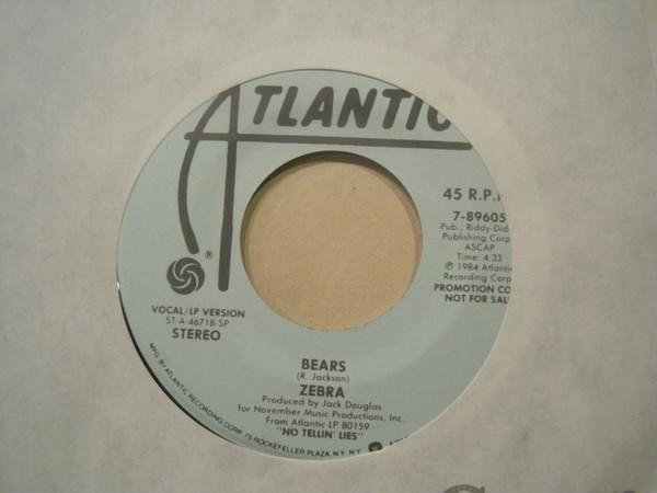 

7-дюймовая пластинка ZEBRA - Bears 789605 Atlantic 1984 UK Рок Б/У