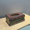 Exquisite Classical Vintage Wooden Book Tissue Box, Rectangular Napkin Holder Dispenser, Restaurant Tissue Storage Box Ornament