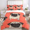 3Pcs Pug Pattern Printed Bedding Set, Breathable And Soft, Machine Washable, Christmas Gift, Suitable for Bedroom Decoration, 15152