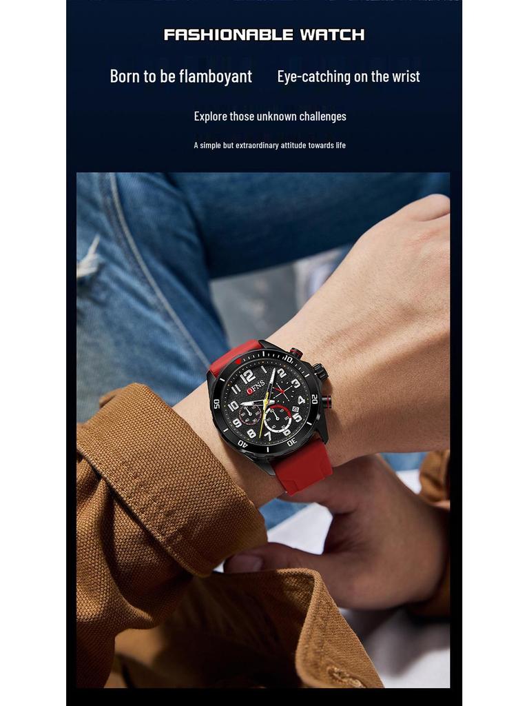 Ofns Luxury Quartz Watch: Luminous, Rotating Bezel, Waterproof & Single Calendar - Men's Business Wristwatch.