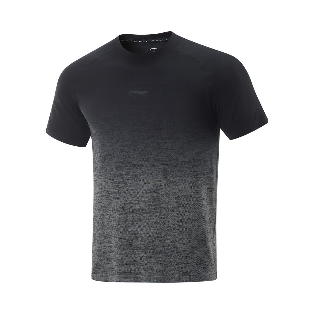 Дышащая универсальная повседневная футболка с коротким рукавом Li Ning Мужские топы Черный Серый ATSV049-7