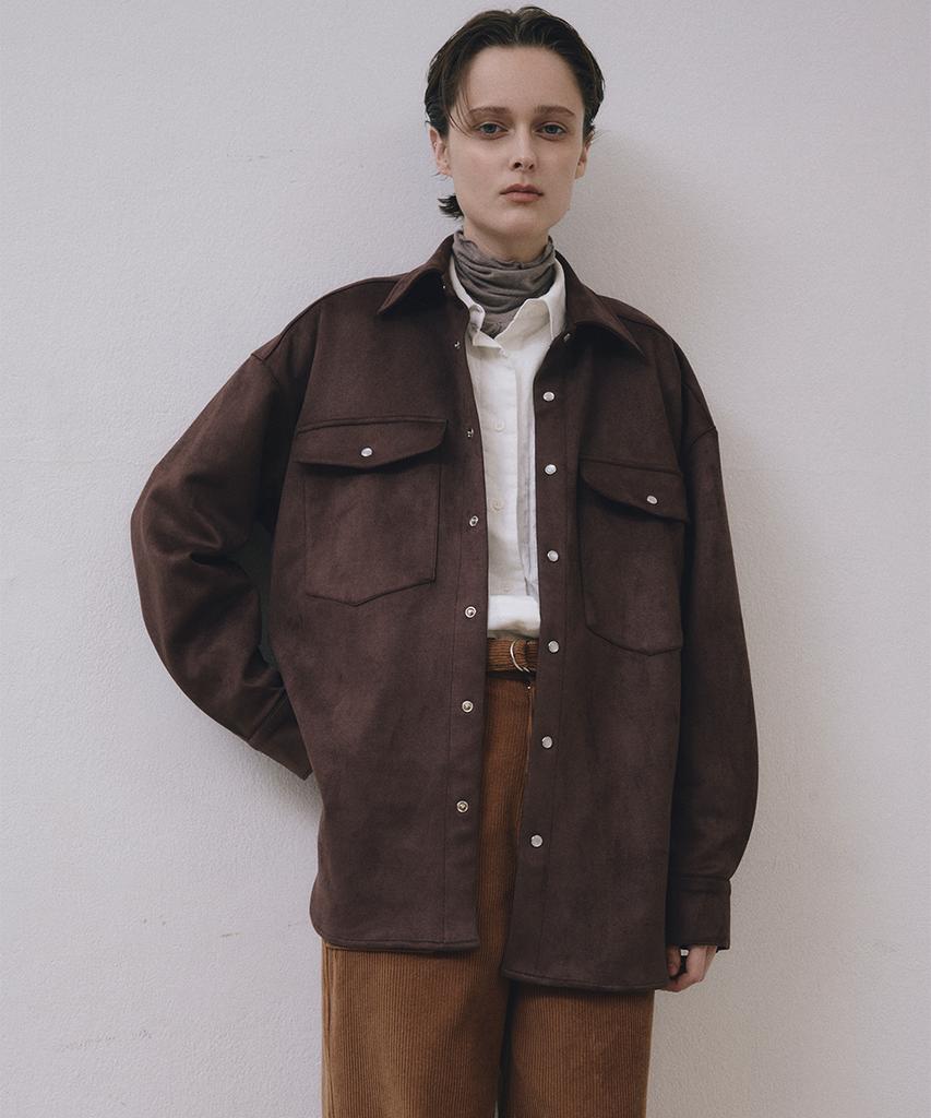 MIDNLOW Suede Shirts Jacket (Brick)_Suede Jacket
