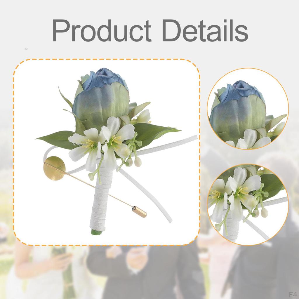 Men Wedding Boutonniere Brooch Pin Romantic Artificial Rose Flower Suit Decoration for
