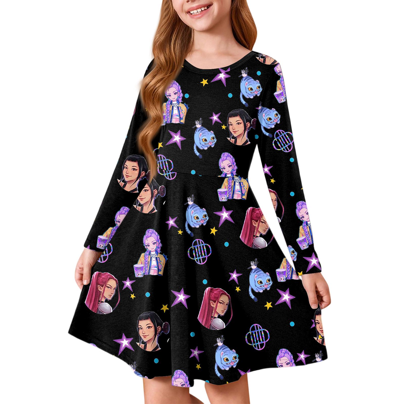 Платье принцессы для девочек - Футболка-платье А-силуэта с длинным рукавом 160 чёрный