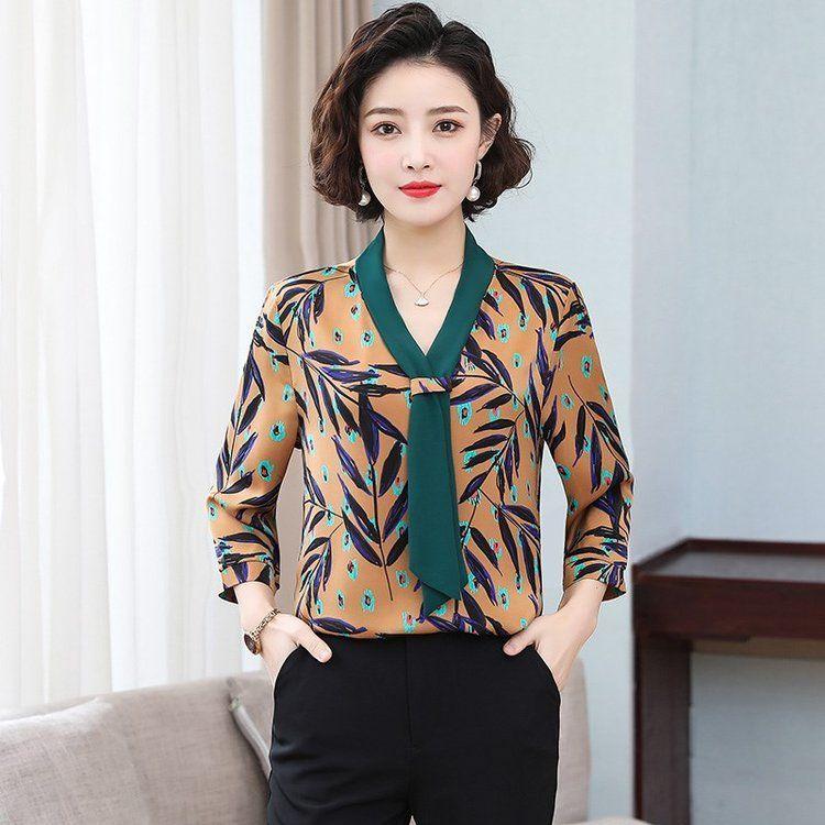 Prémiová šifonová košile Dámská Maminka Středního věku a Starší Maminka Letní Temperament Spodní košile Top Košile