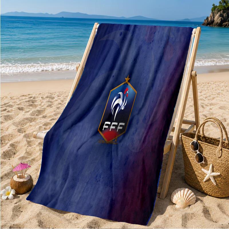 France Football Emblem Beach Towel Microfiber Beach Towel, Lightweight and Quick-Dry, for Summer Travel, Swimming Pool Fan Birthday Gift