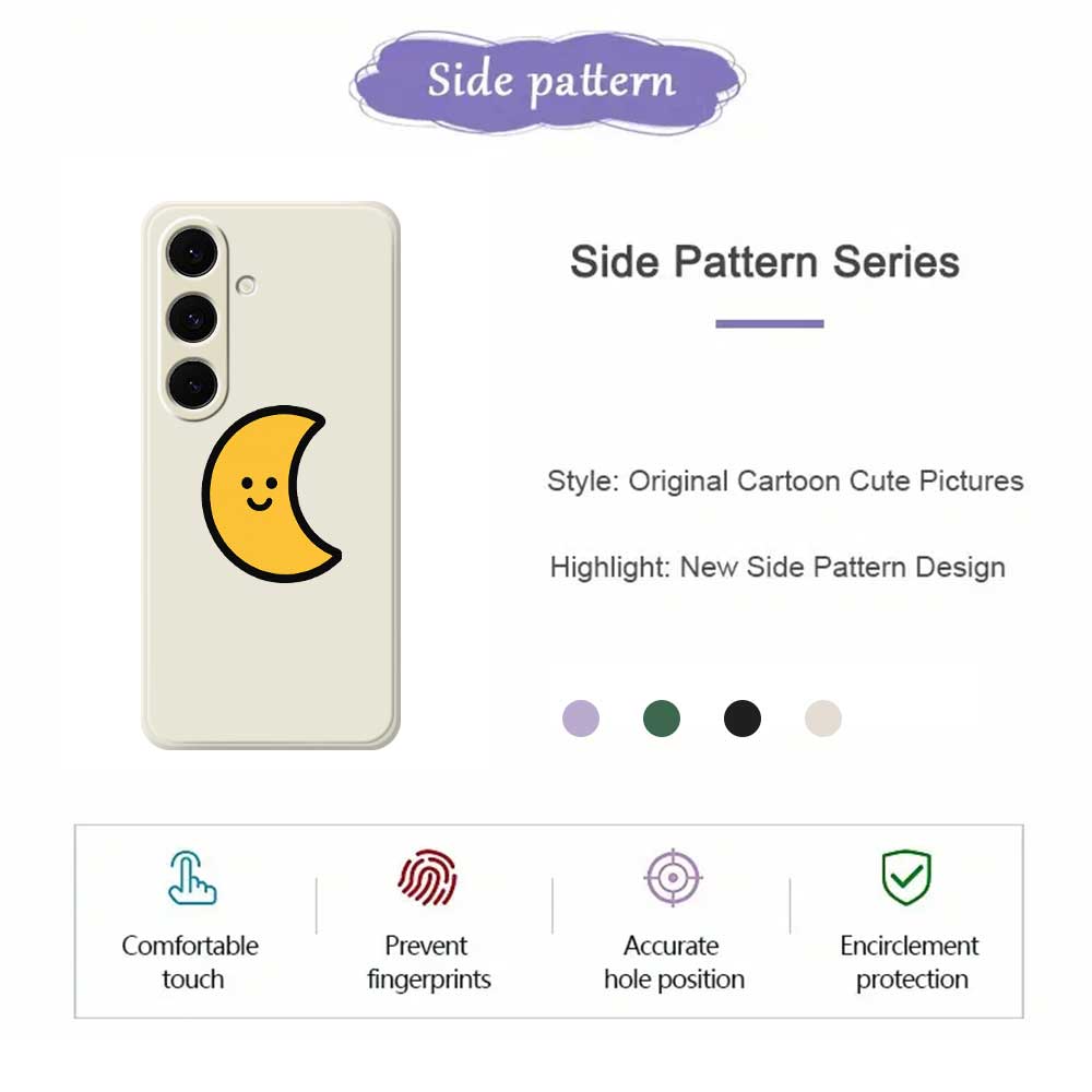 Für Samsung Galaxy S24 FE Hülle Gelbes Mondmuster Druck Gerader Rand TPU Handy Rückseite