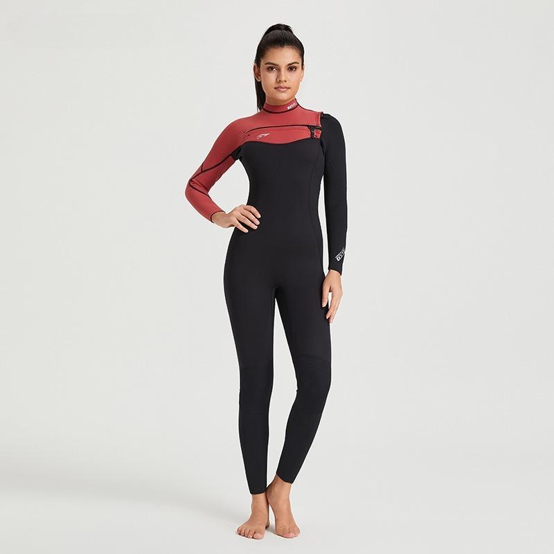 2/3Mm One-piece Horizontal Zipper Wetsuit Warm Men's and Women's Super Elastic CR Long-sleeved Diving Surf Suit Wetsuit