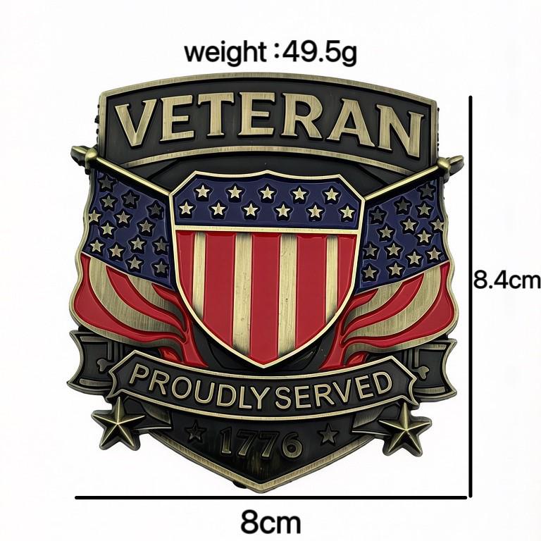 3D US Veteran 1776 Commemorative Badge Metal Car Sticker