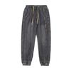 Harem Jeans mit Bein Bindungen Taschen Elastische Taille Verstellbare Kordelzüge Männer