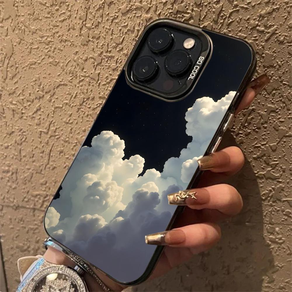 White Cloud Phone Case   for iPhone 16 15 14 13 Pro 12 11 Pro Xs X XR Max 8 7 SE Laser Hard PC+TPU Cases Back Cover
