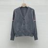 European Academy Style V-neck Logo Jacquard Cardigan - Spring Collection