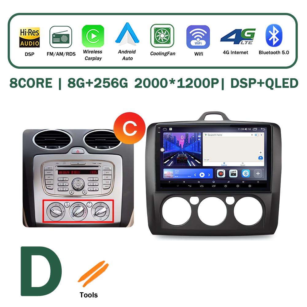 XSW3 9 Inch Wireless CarPlay Android Auto Radio for Ford Focus 2 Mk2 2004 - 2011 Car Multimedia Video Stereo Player GPS WIFI