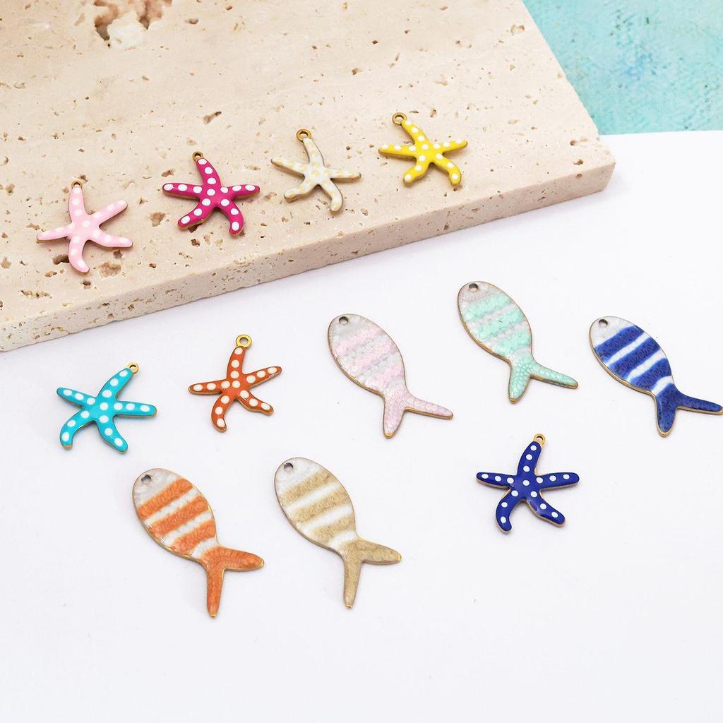 Stainless Steel Ocean Fish Starfish Pendant Necklace & Earring Accessories