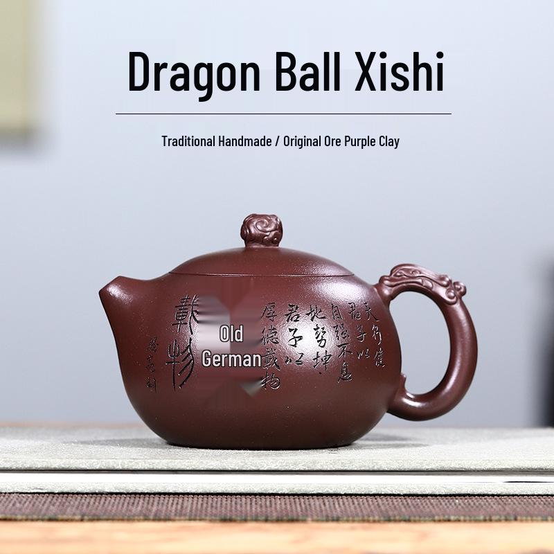 Handcrafted Yixing Zisha Dragon Ball Xi Shi Teapot - High-End Engraved and Painted Tea Set Gift Box