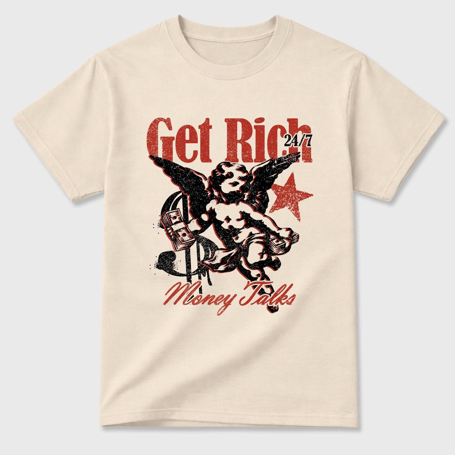 Get Rich graphic tee. Streetwear Brand Graphic T-Shirt. 4s Brick After Brick XL
