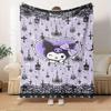 1pc Cute Goth Cat Home Decor Blanket with Skull Headphones - Seasonal Universal Cozy Washable Gift, Suitable for All Ages, Suitable for All