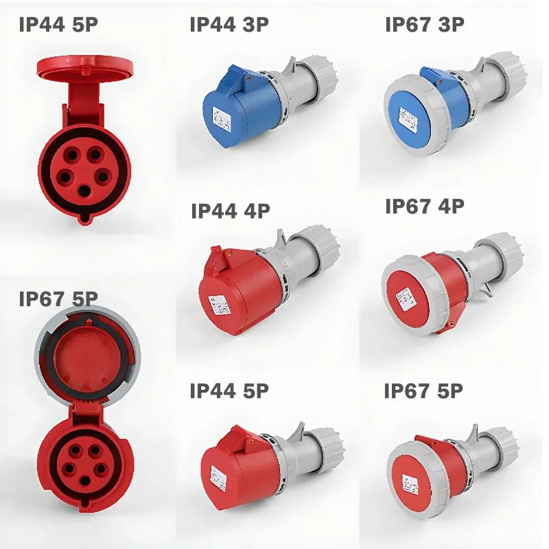Průmyslová zásuvka IP44 IP67 3pinový vodotěsný konektor 16A 32A zásuvka průmyslová samec/samice elektrická zástrčka nástěnná zástrčka