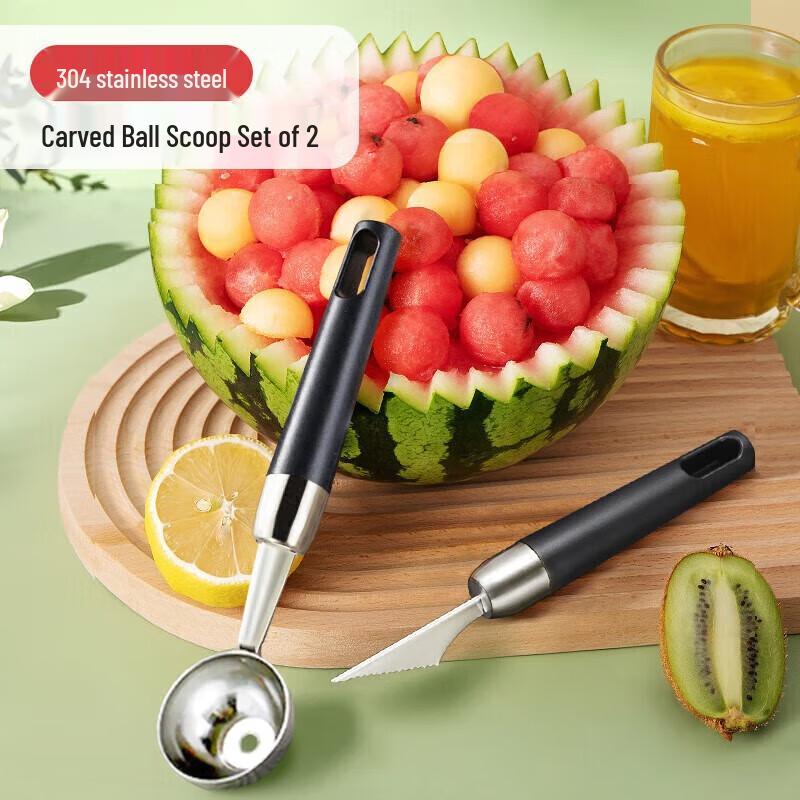 Baijie 2-Piece Stainless Steel Fruit Carving & Melon Baller Set