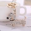 Mode tax hund legering rhinestone nyckelring väska bil hänge dekor nyckelring